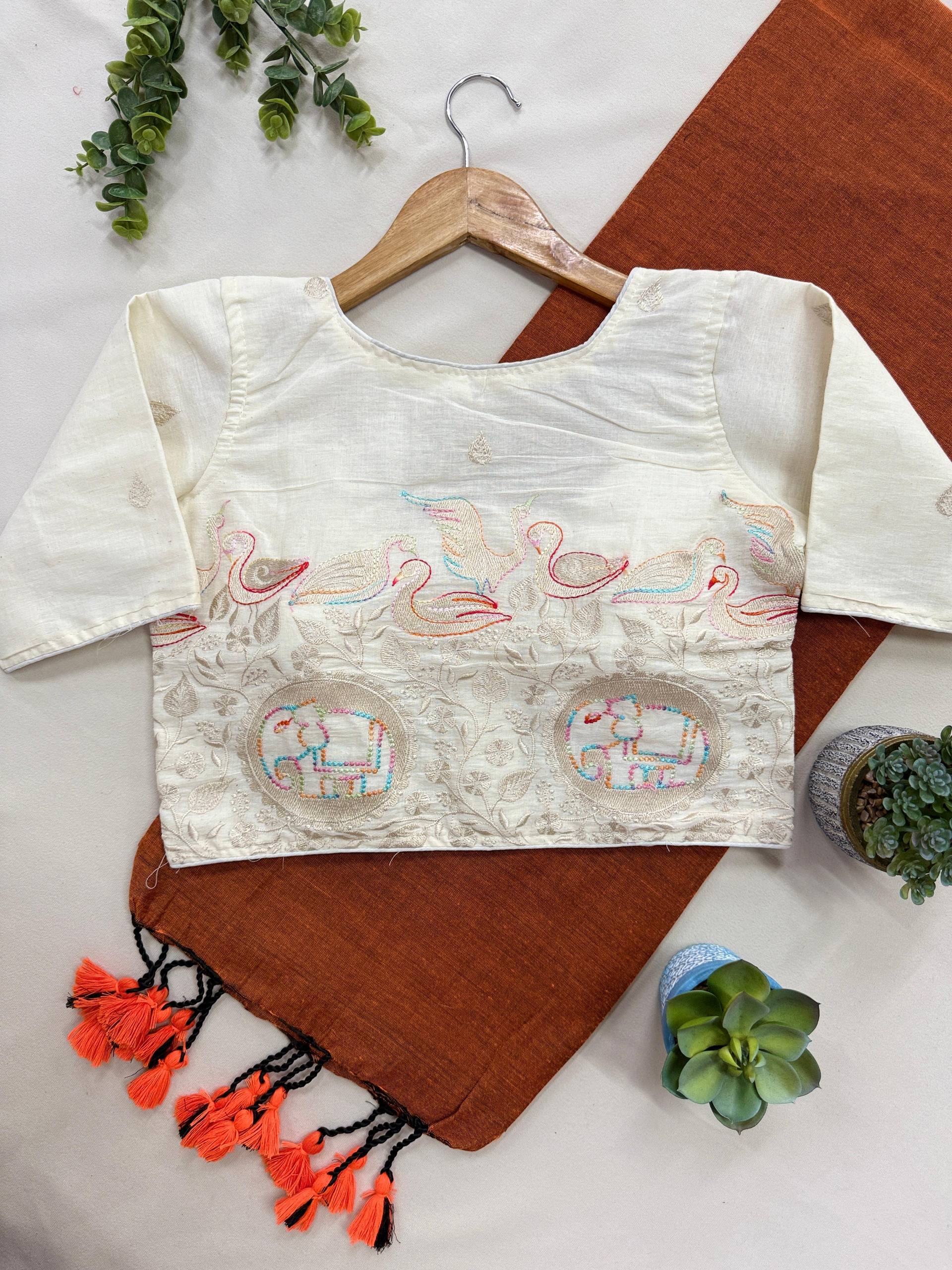 Handloom Khadi Cotton Saree With Rich looking Blouse