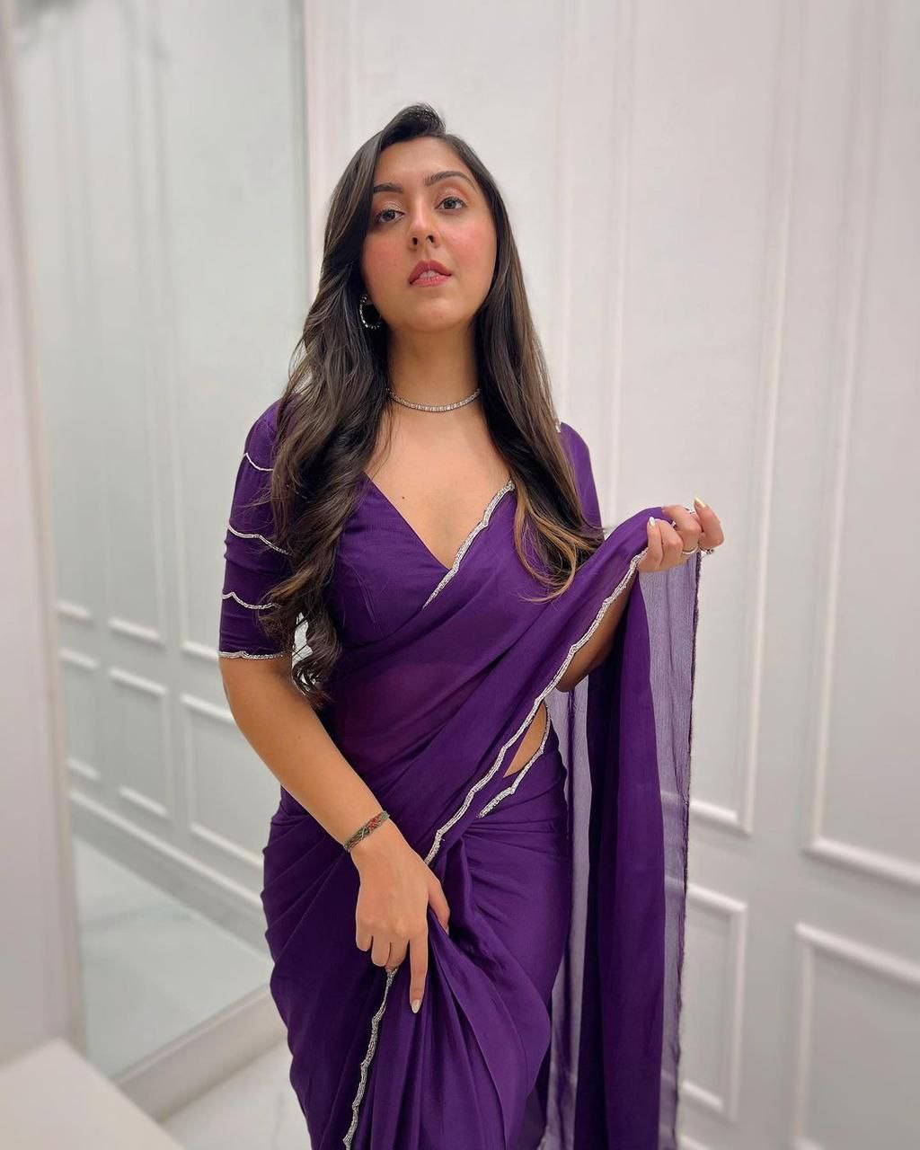 Midnight Plum Elegance Deep Purple Saree