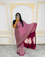 Ready-to-Wear  Red Ajrakh Saree Elegant Fusion of Traditional Art & Modern Design