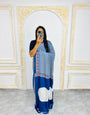 Ready-to-Wear  Blue  Ajrakh Saree Elegant Fusion of Traditional Art & Modern Design