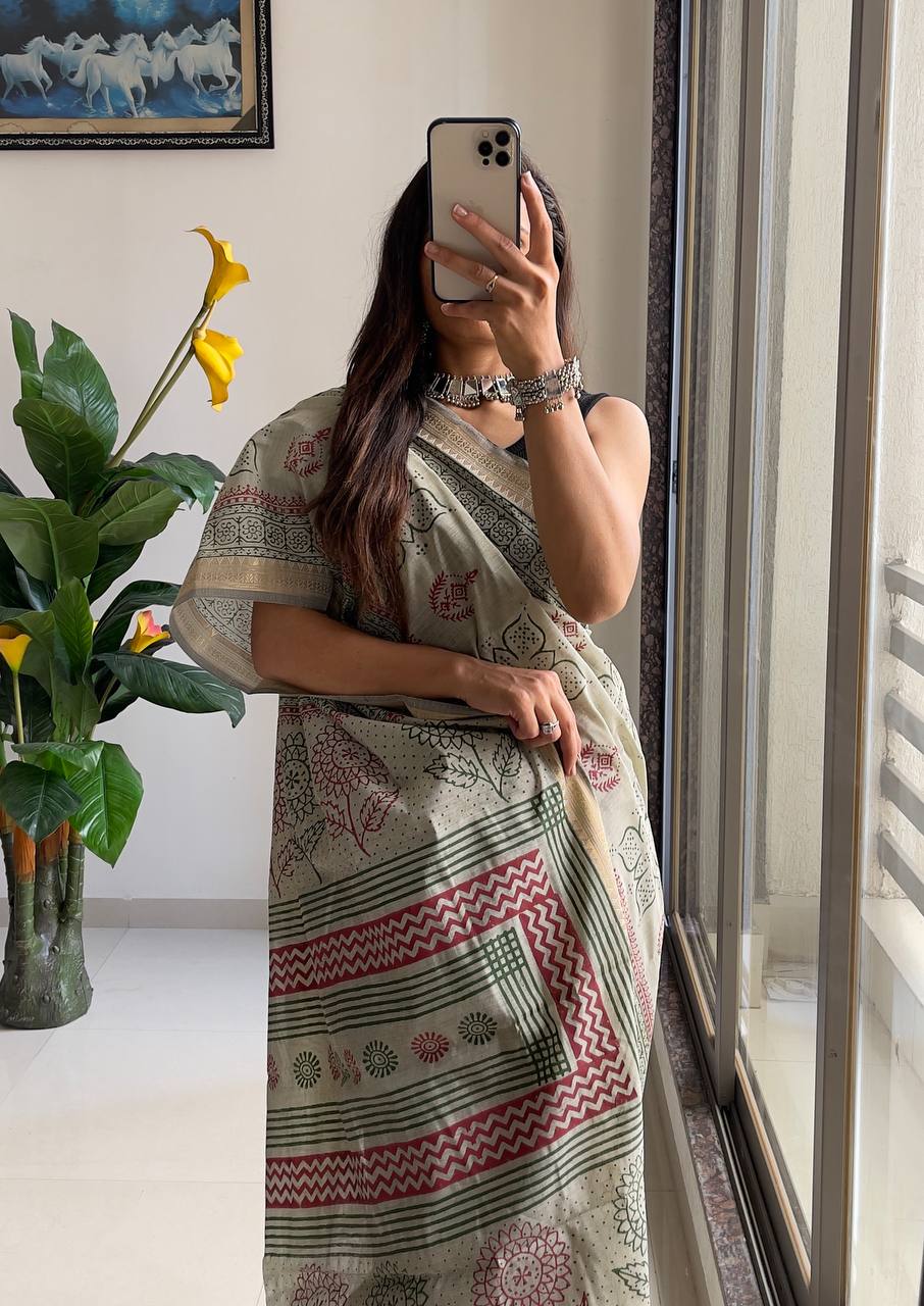 Sage Grace Ready-to-Wear Printed Saree