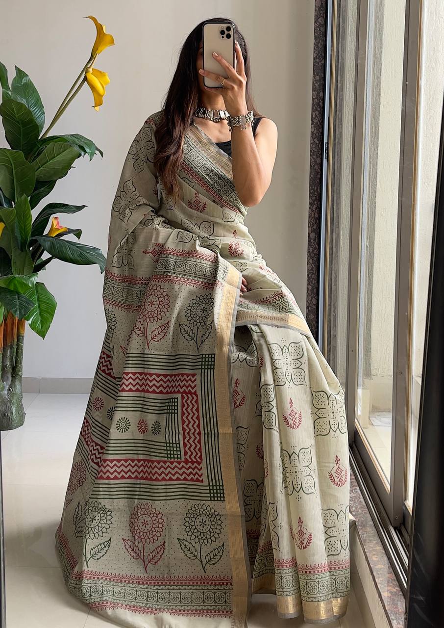 Sage Grace Ready-to-Wear Printed Saree
