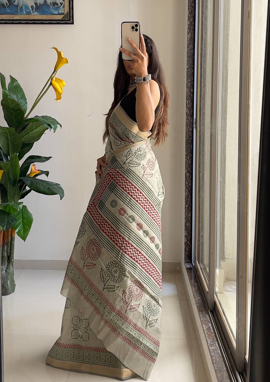 Sage Grace Ready-to-Wear Printed Saree