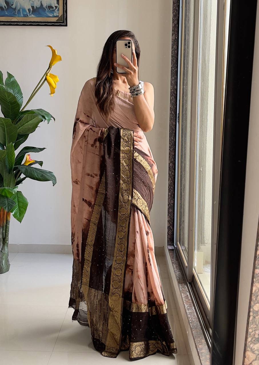 Elegant Ready-to-Wear Saree with Traditional Embellishments