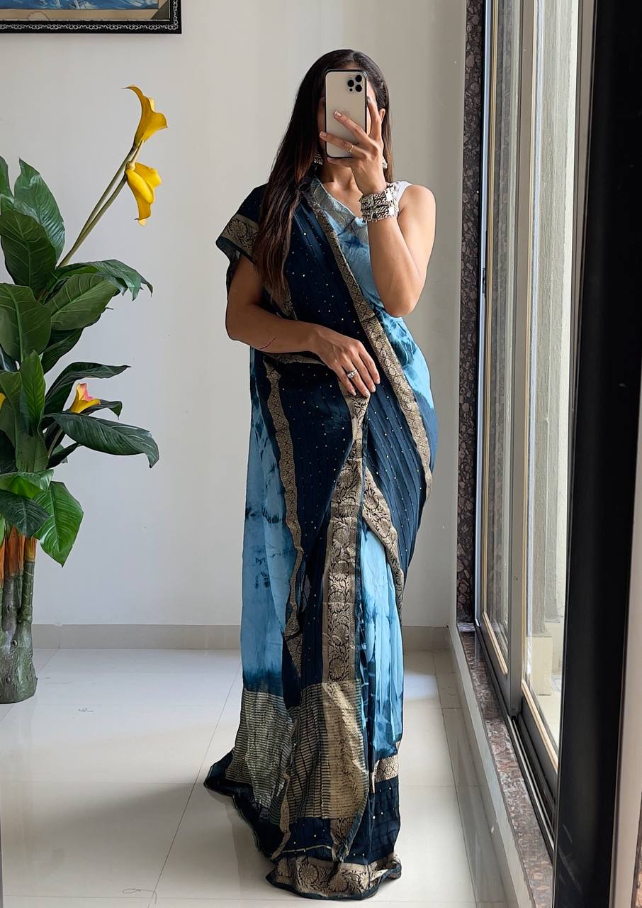 Elegant Ready-to-Wear Saree with Traditional Embellishments