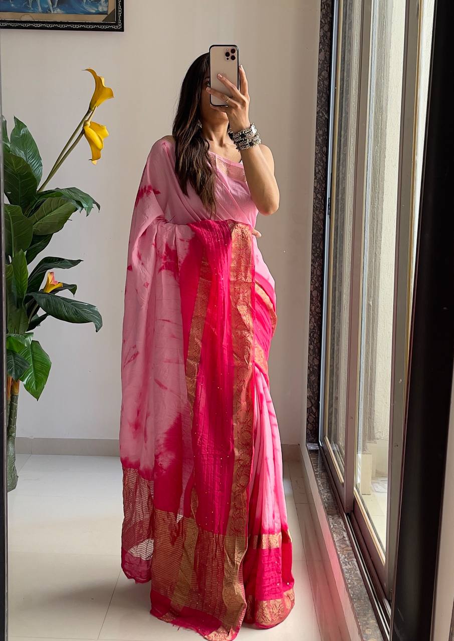 Elegant Ready-to-Wear Saree with Traditional Embellishments
