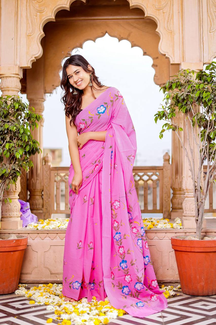 "1 Min Ready-to-Wear Floral Saree – Elegant & Effortless"
