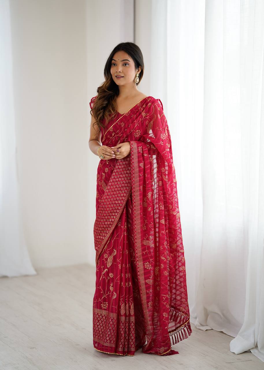 "Karwa Chauth Elegance Timeless Grace Traditional Woven Saree "