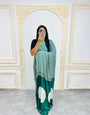 Ready-to-Wear  Green Ajrakh Saree Elegant Fusion of Traditional Art & Modern Design