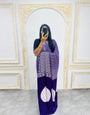Ready-to-Wear  purple Ajrakh Saree Elegant Fusion of Traditional Art & Modern Design