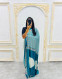 Ready-to-Wear  Aqur Ajrakh Saree Elegant Fusion of Traditional Art & Modern Design