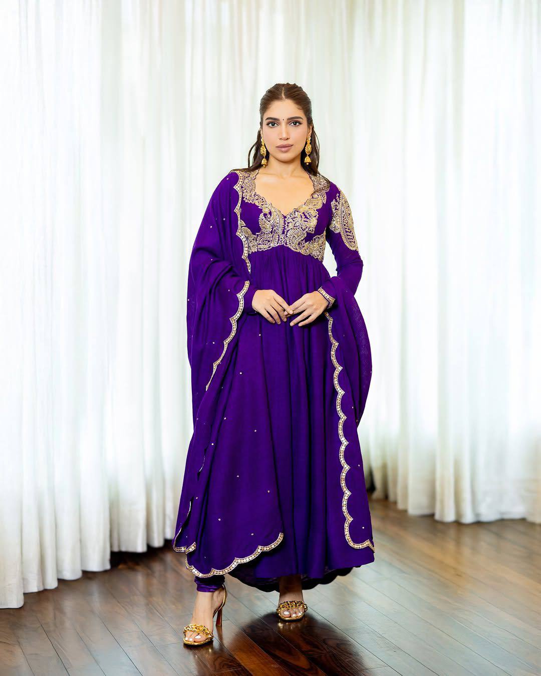 Designer Chinon Silk Anarkali Gown with Elegant Dupatta and Heavy Embroidery Work
