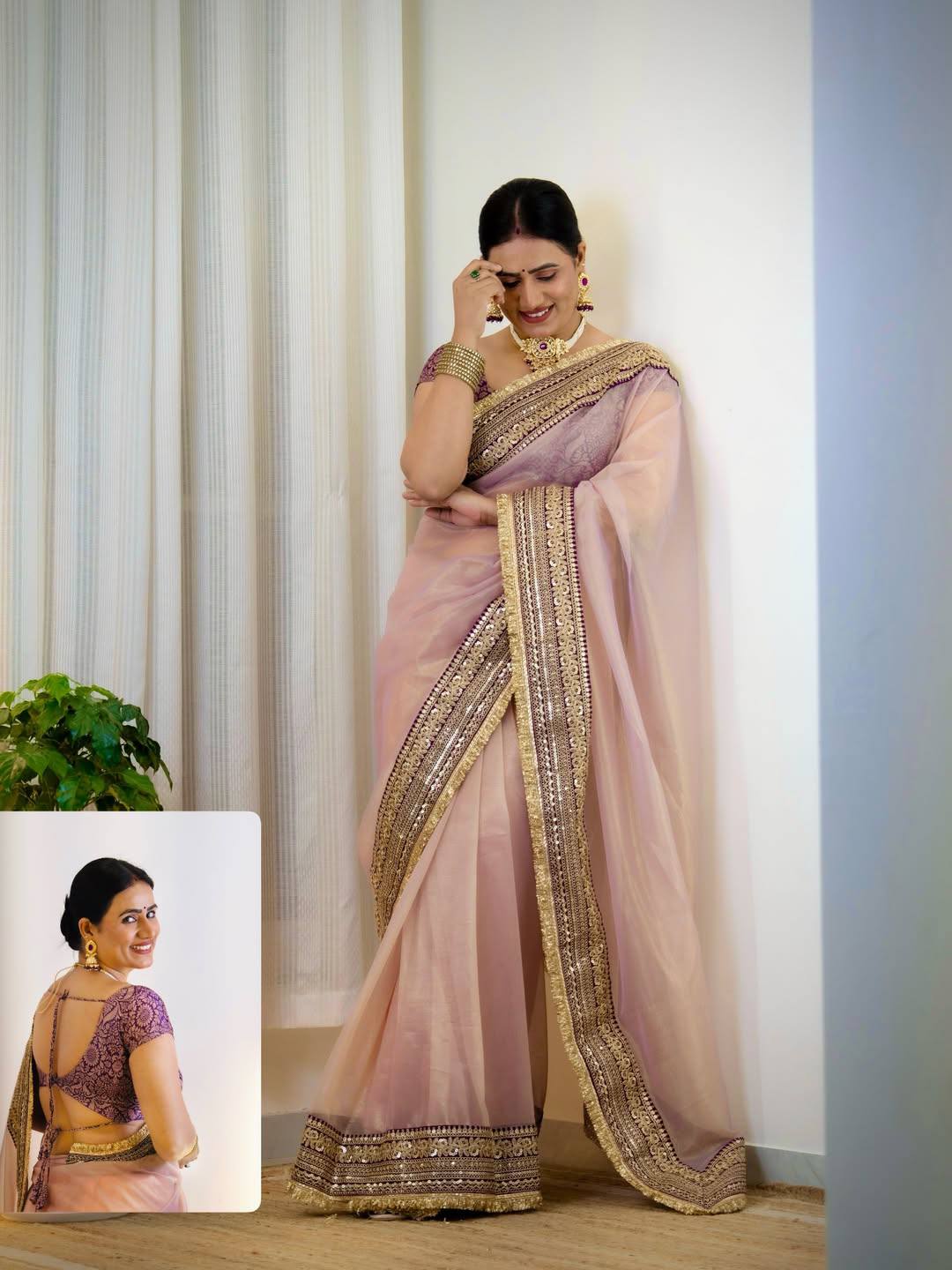 Beautiful Designer Bollywood Soft Twill Net Saree with Sequin and Embroidery Work by RV Creation