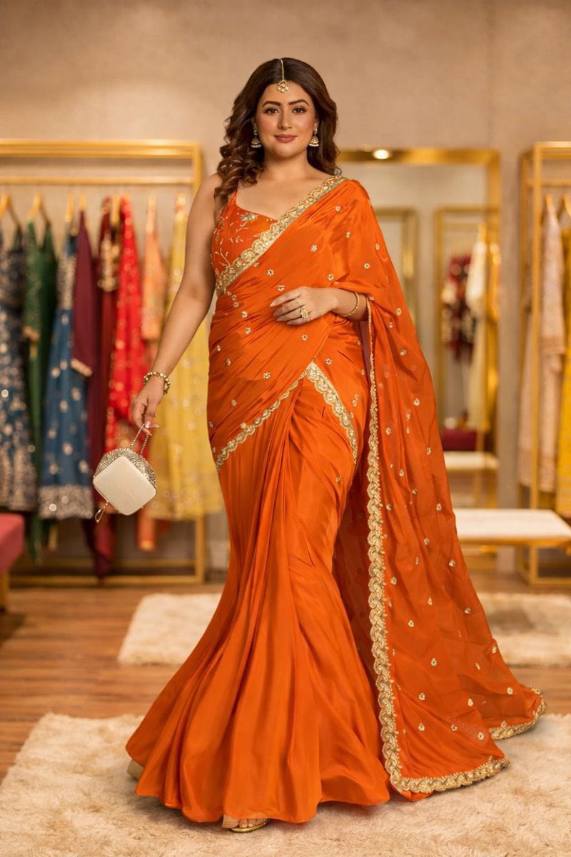 Saffron Glow Festive Lehenga Saree