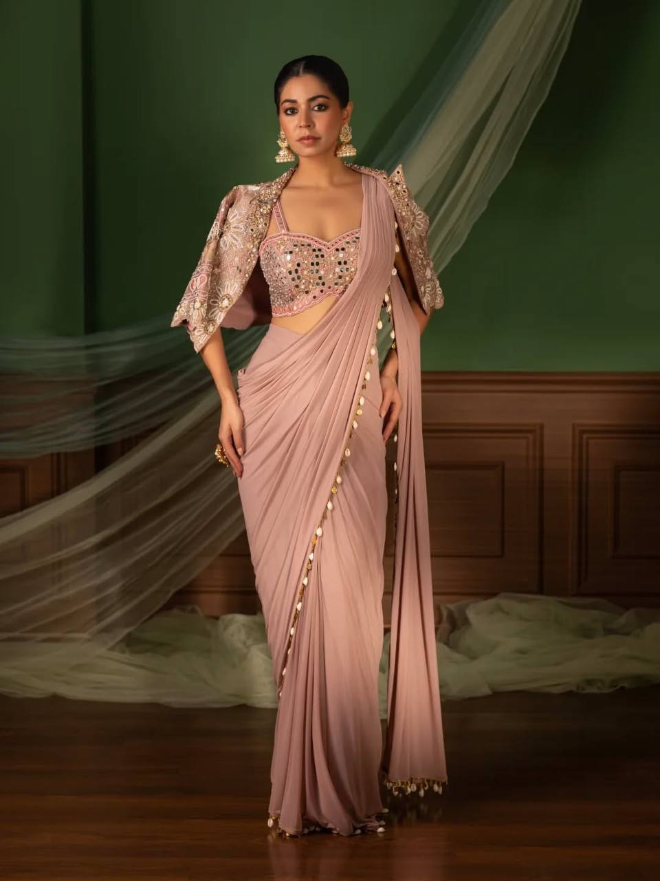 Party Wear Ready-to-Wear Saree with Jacket & Blouse