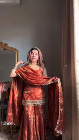 Aqua Elegance Mirror Work Sharara Set