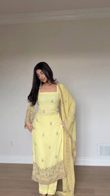 Zerava Faux Georgette Embroidered Palazzo Set