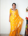 1-Minute Ready To Wear Yellow Cotton Silk Saree