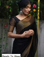 1-MIN NEW  READY TO WEAR SAREE IN PREMIUM CHIFFON SILK WITH ZARI PATTA