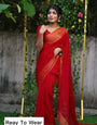 1-MIN NEW  READY TO WEAR SAREE IN PREMIUM CHIFFON SILK WITH ZARI PATTA